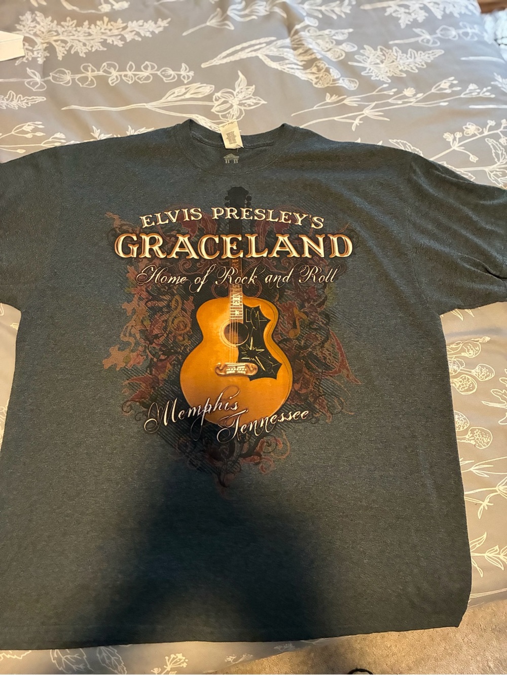 Elvis Graceland Memphis Tennessee Gray Graphic T-Shirt XL